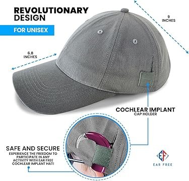 Stylish Cochlear Implant Hats for Men and Women's | Durable Cochlear Implant Hat for Adults | Hats are for Behind The Ear Processors